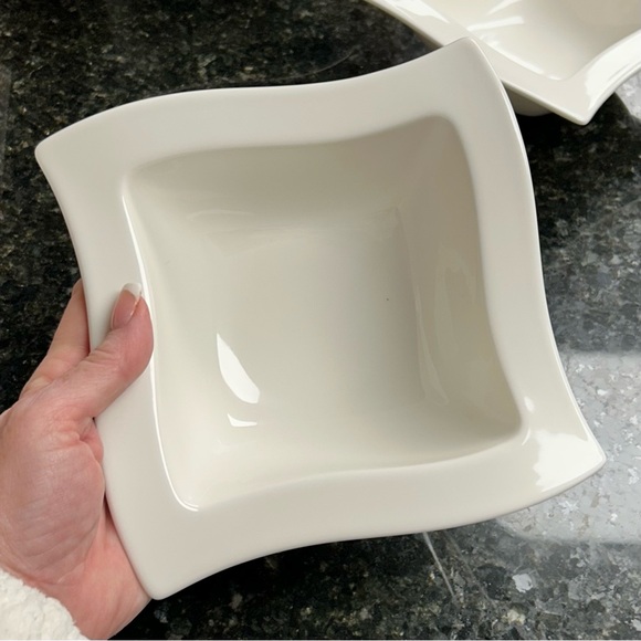 Villeroy & Boch White Sculpted Square Bowls Set of 3 Modern Porcelain - Picture 4 of 8